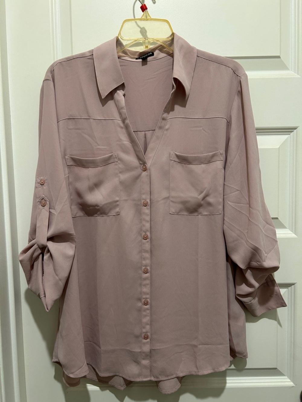 Express Mauve Button-Front Blouse